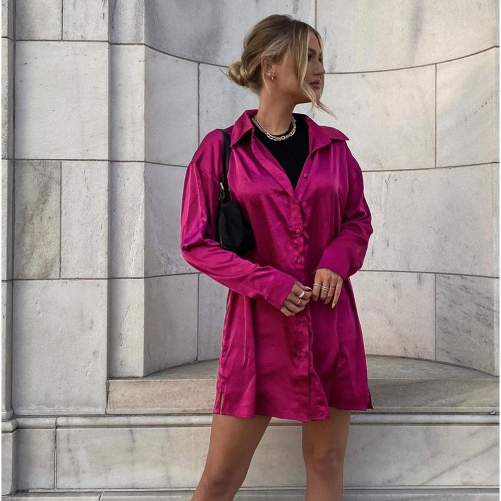 Unstoppable Fuchsia Satin Dress
